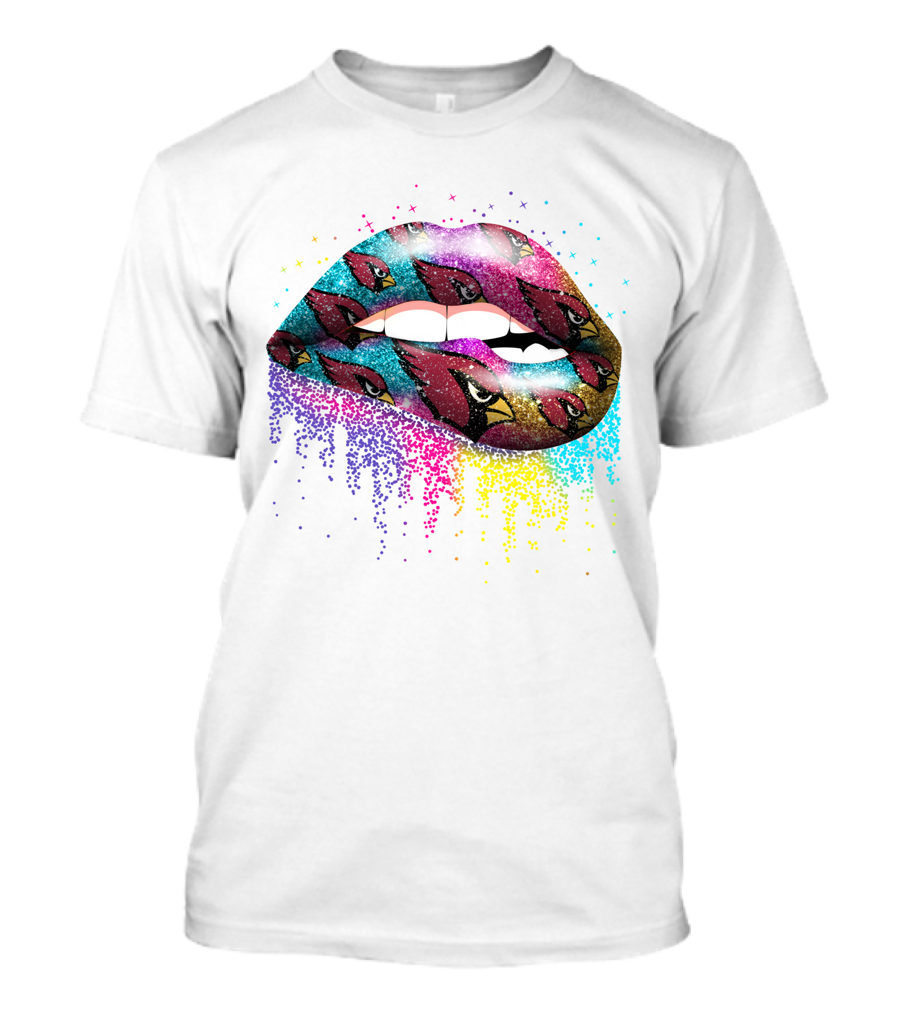 Lips Sparkle Glitter Arizona Cardinals T-Shirt