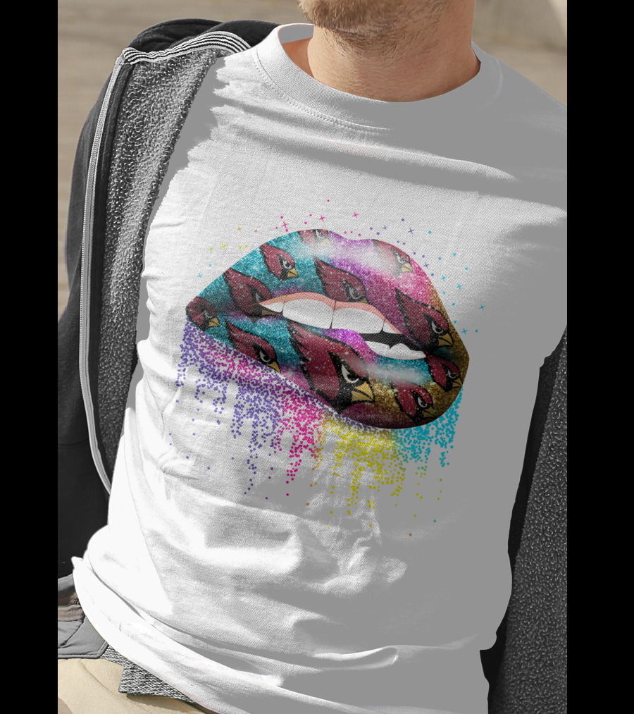 Lips Sparkle Glitter Arizona Cardinals T-Shirt
