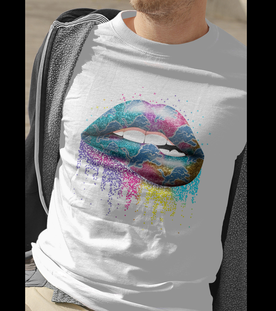 Detroit Lions Rainbow Lips T-Shirt
