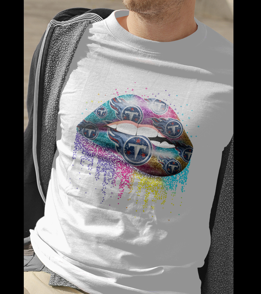 Tennessee Titans Glitter Lips Logo T-Shirt