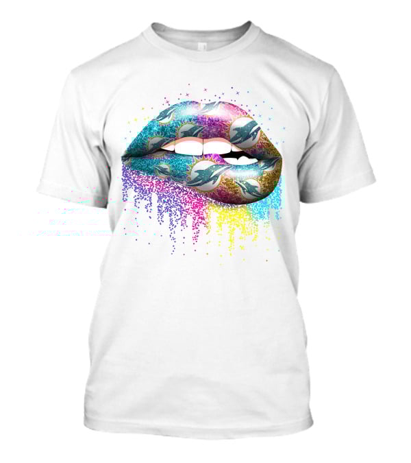 Miami Dolphins Glitter Lips Artful Sparkle T-Shirt