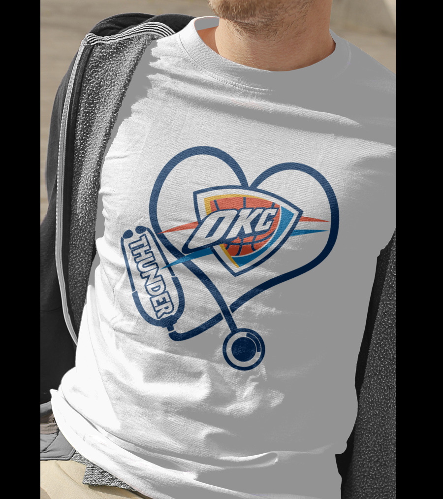 Oklahoma City Thunder Okc Heart Nurse Stethoscope T-Shirt