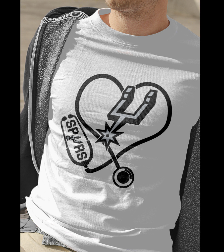 Nurse Love Heart Stethoscope San Antonio Spurs T-Shirt