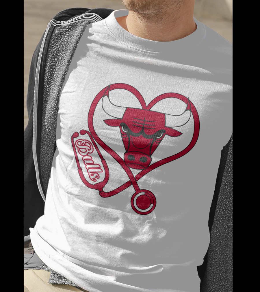 Chicago Bulls Nurse Heart Stethoscope T-Shirt