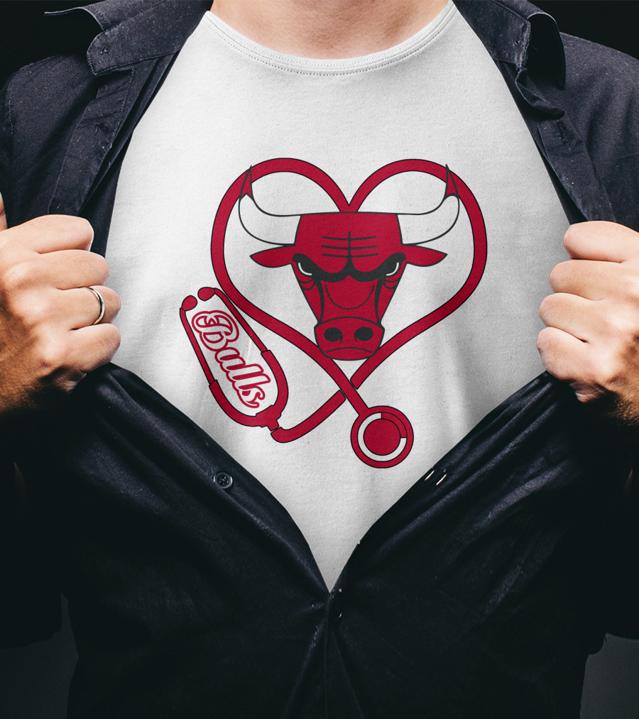 Chicago Bulls Nurse Heart Stethoscope T-Shirt