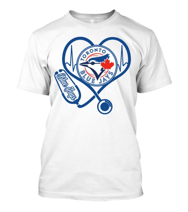 Nurse Heartbeat Love Toronto Blue Jays Stethoscope T-Shirt