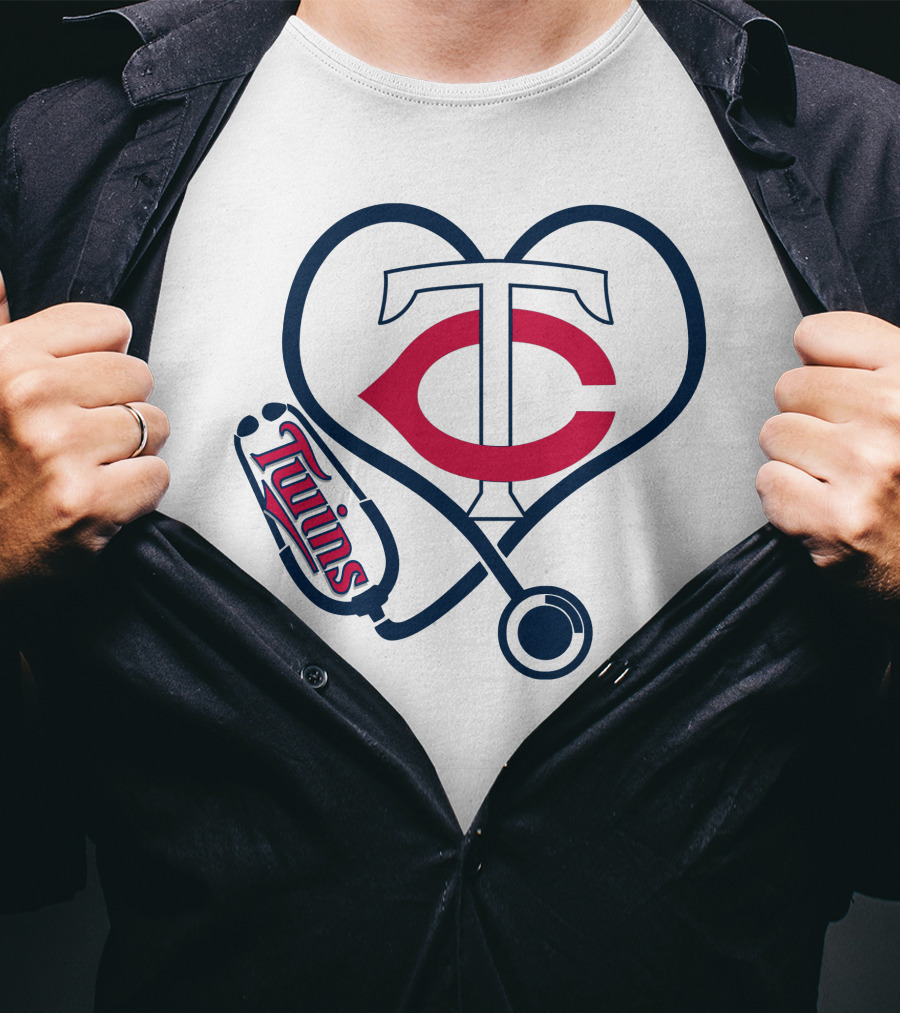 Minnesota Twins Nurse Love Stethoscope Heart T-Shirt