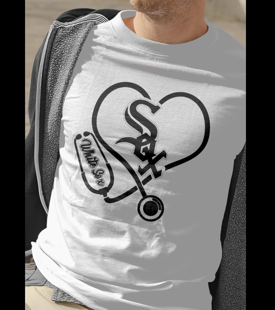 Nurse Love White Sox Heart Stethoscope T-Shirt