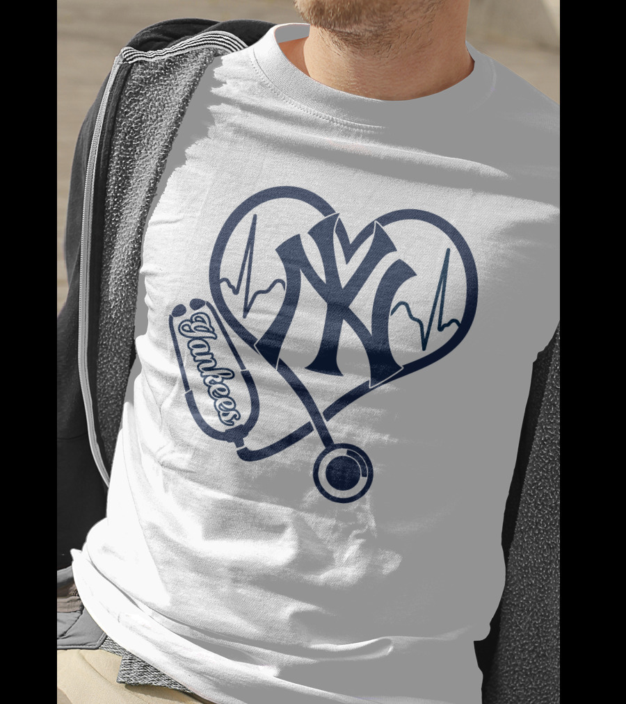Yankees Nurse Love Heartbeat Stethoscope New York T-Shirt