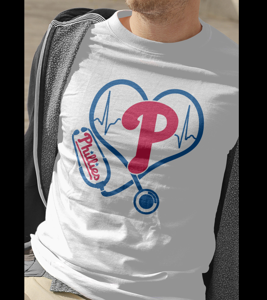 Philadelphia Phillies Nurse Heartbeat Stethoscope T-Shirt