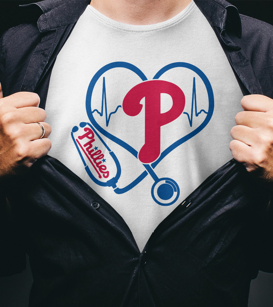 Philadelphia Phillies Nurse Heartbeat Stethoscope T-Shirt
