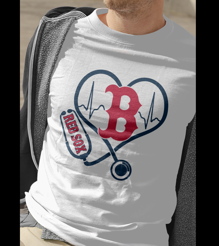 Nurse Heartbeat Love Boston Red Sox Stethoscope T-Shirt