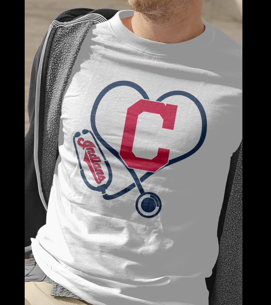 Cleveland Indians Nurse Heart With Stethoscope T-Shirt