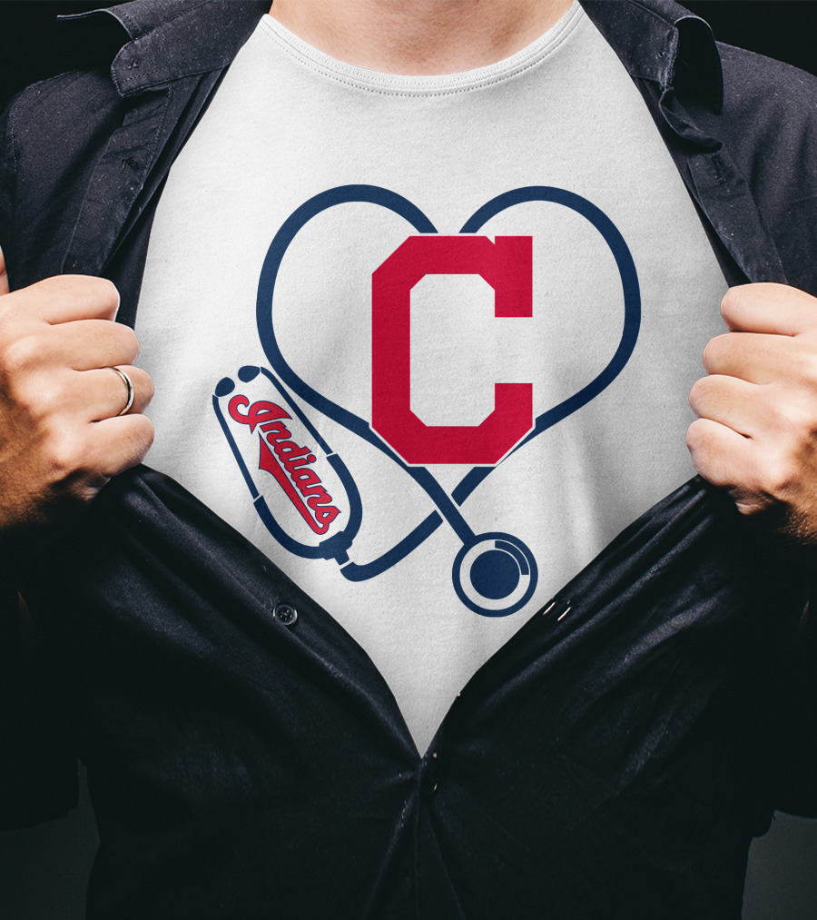 Cleveland Indians Nurse Heart With Stethoscope T-Shirt