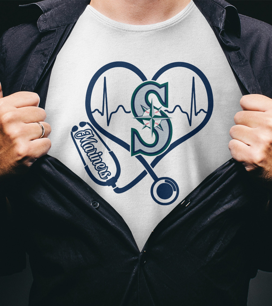 Seattle Mariners Nurse Heartbeat Stethoscope T-Shirt