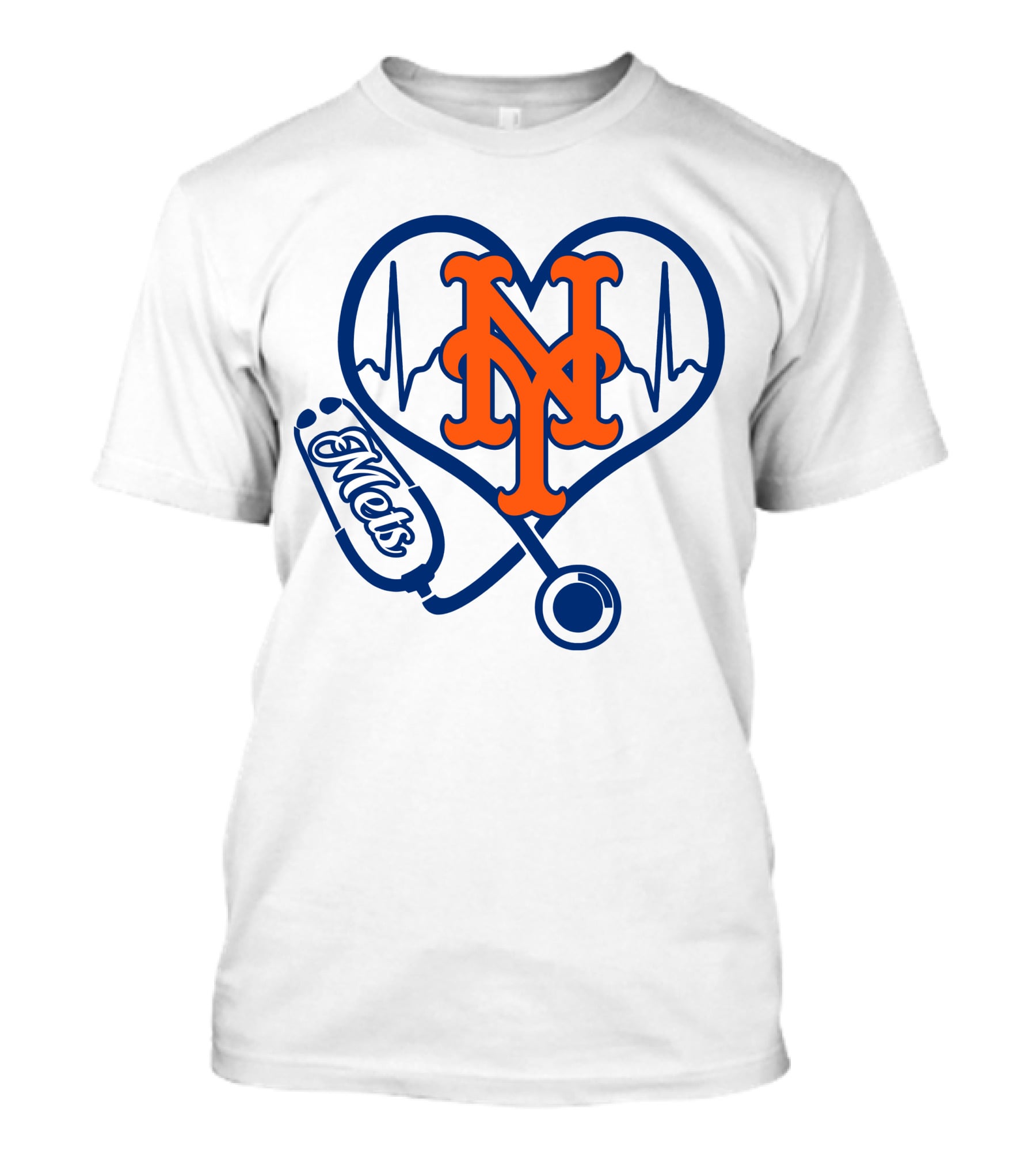 New York Mets Nurse Heartbeat Stethoscope Mets T-Shirt