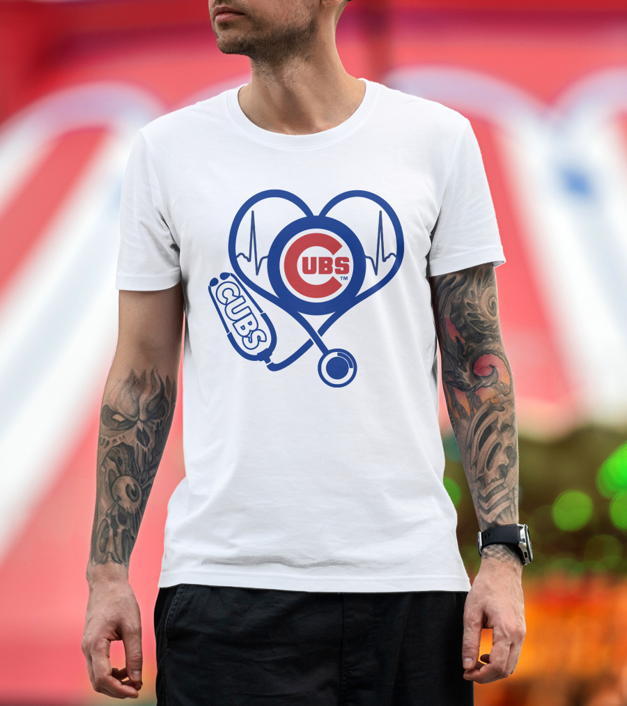 Cubs Heartbeat Nurse Stethoscope Chicago Cubs T-Shirt