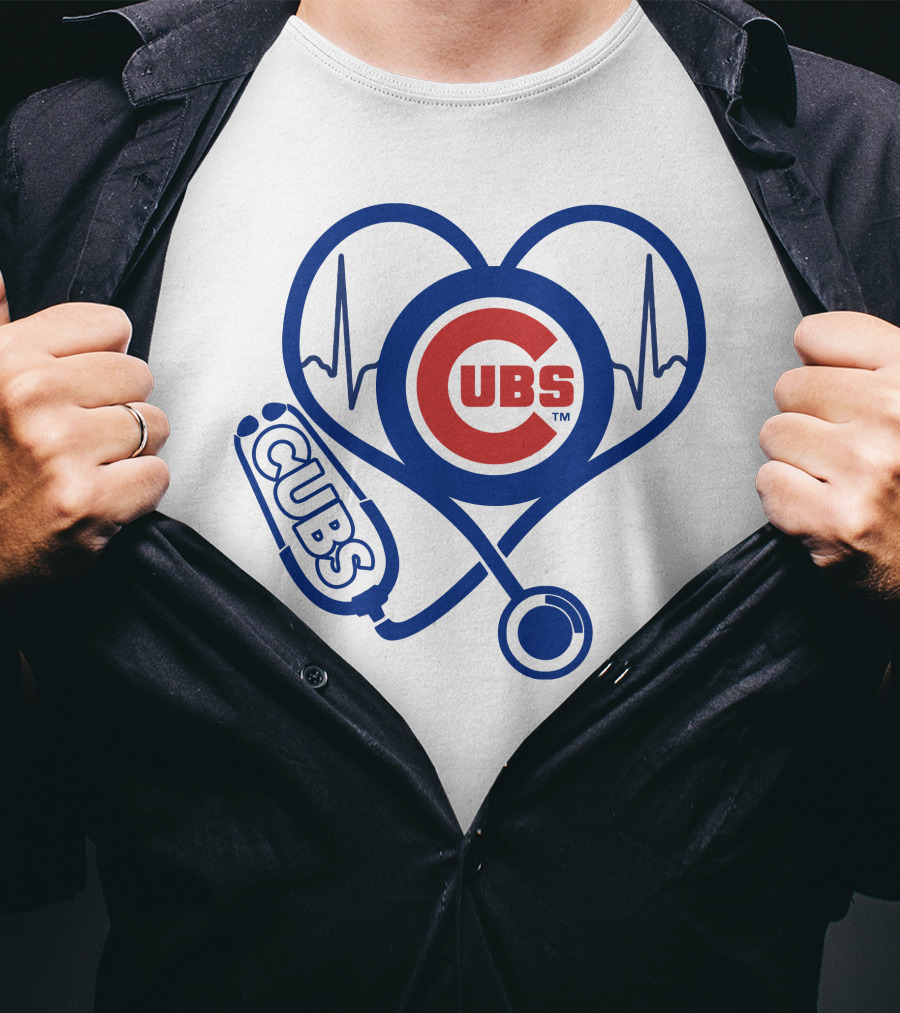 Cubs Heartbeat Nurse Stethoscope Chicago Cubs T-Shirt