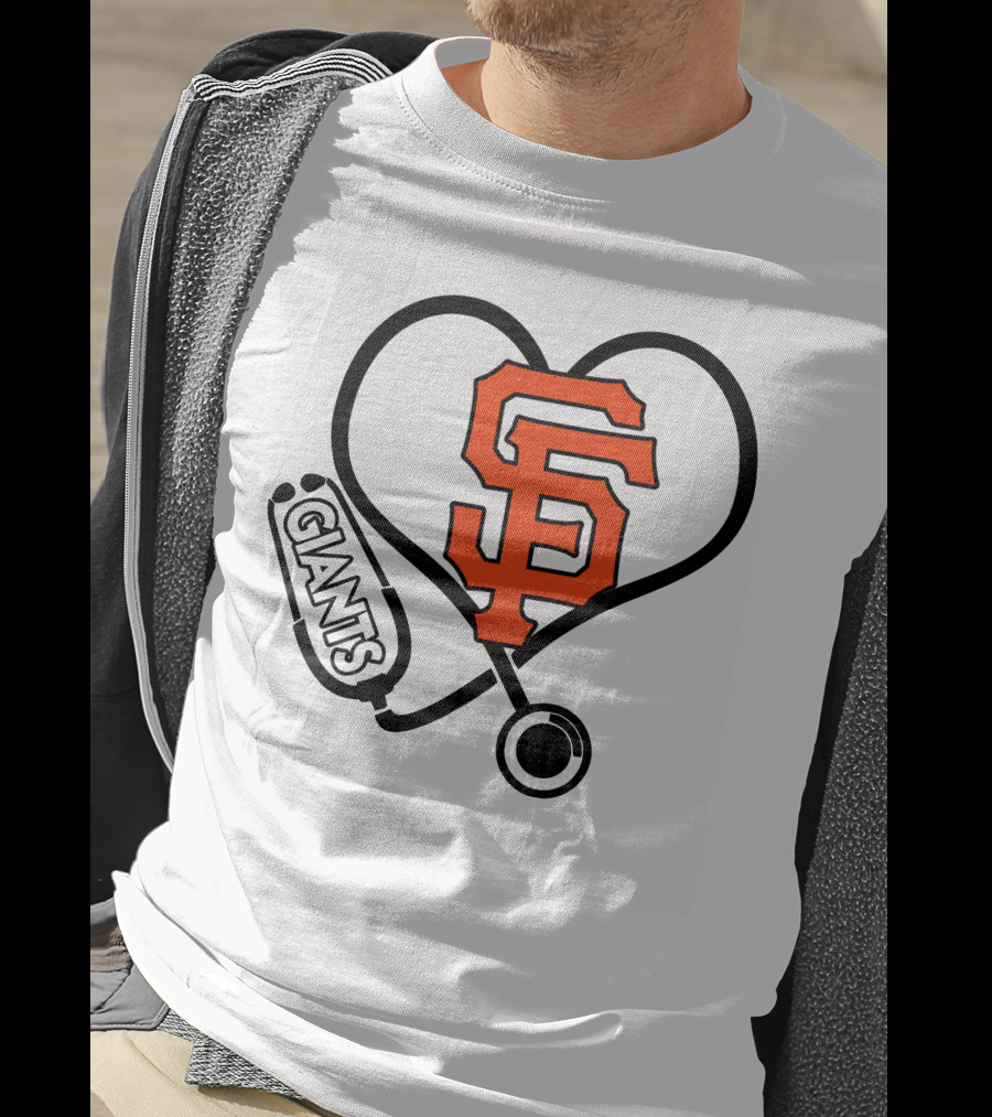 San Francisco Giants Nurse Love Heart Stethoscope T-Shirt
