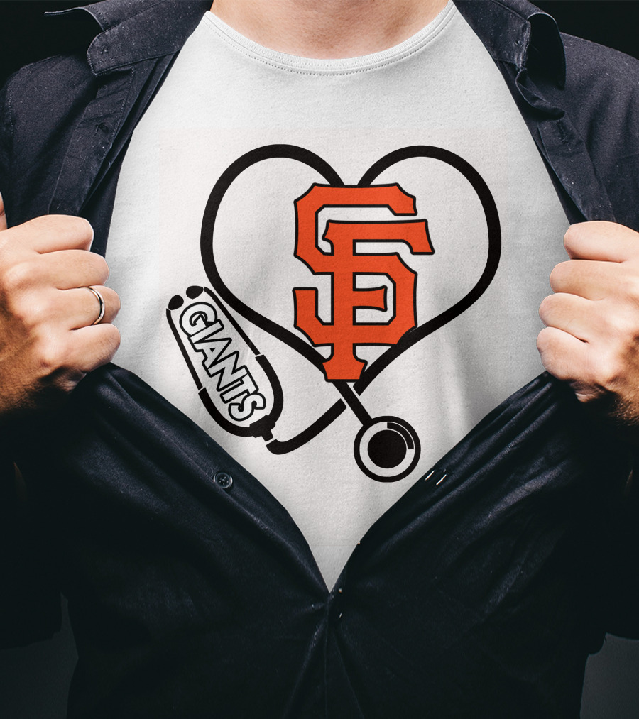 San Francisco Giants Nurse Love Heart Stethoscope T-Shirt