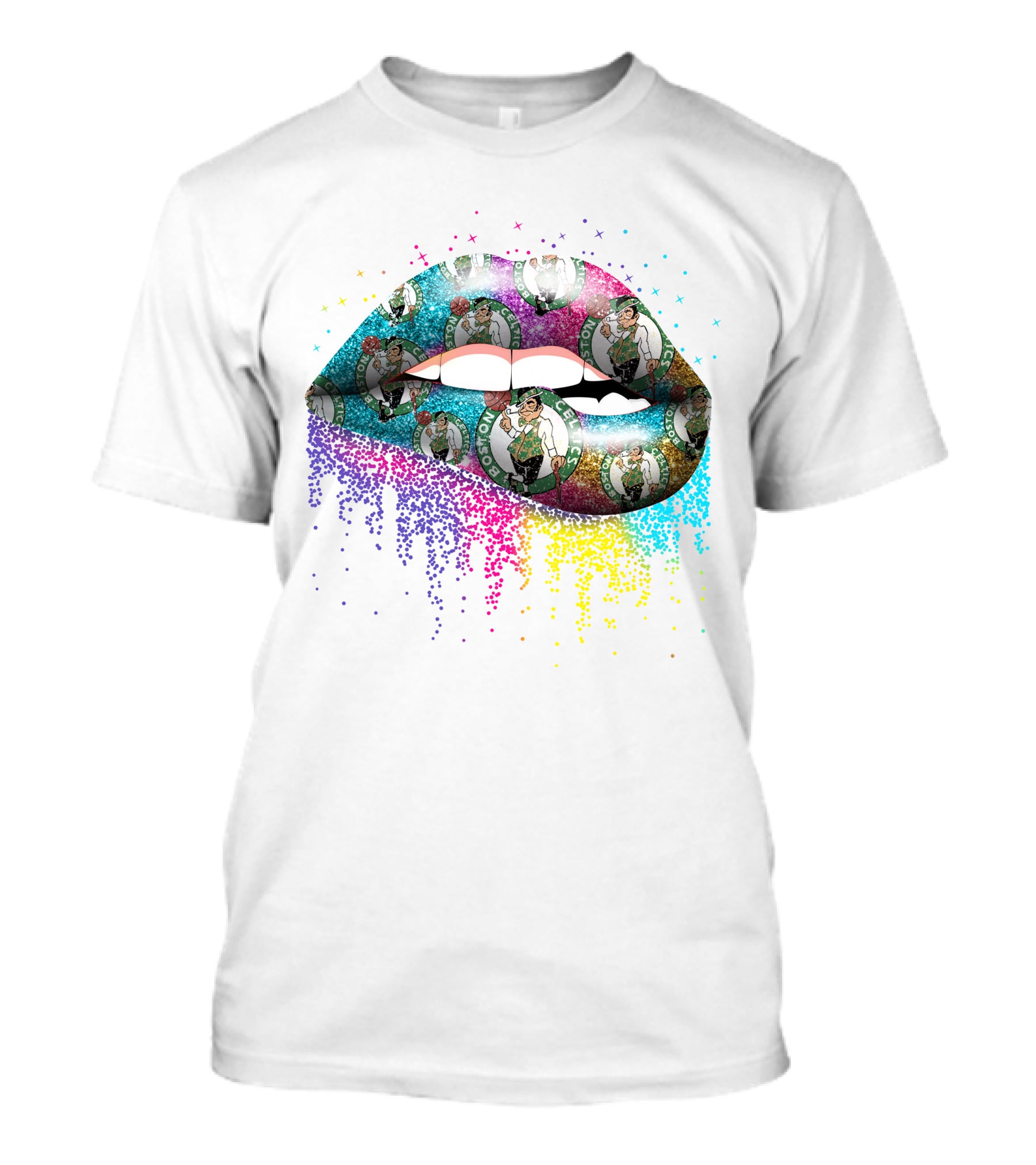 Boston Celtics Glitter Lips T-Shirt