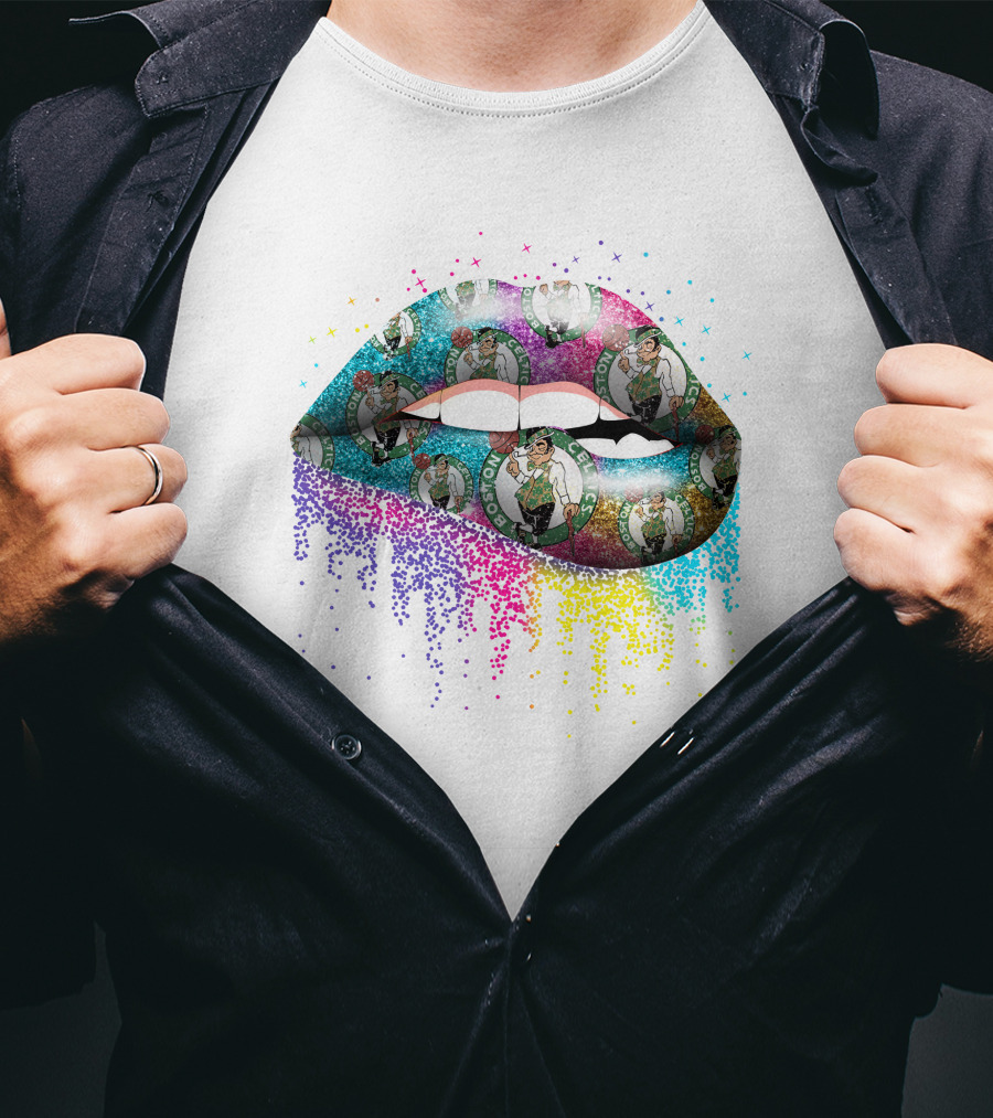 Boston Celtics Glitter Lips T-Shirt