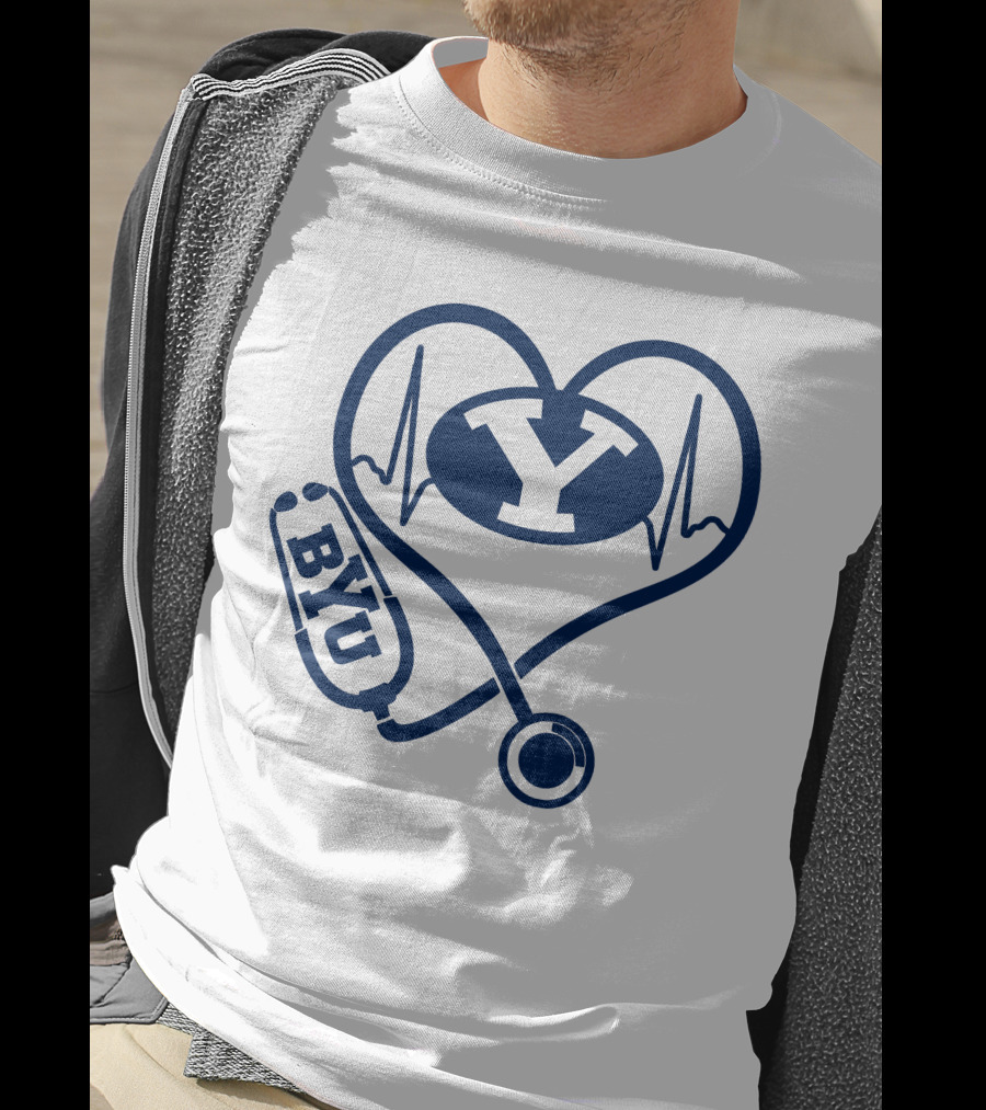 Nurse Love BYU Heartbeat Stethoscope T-Shirt