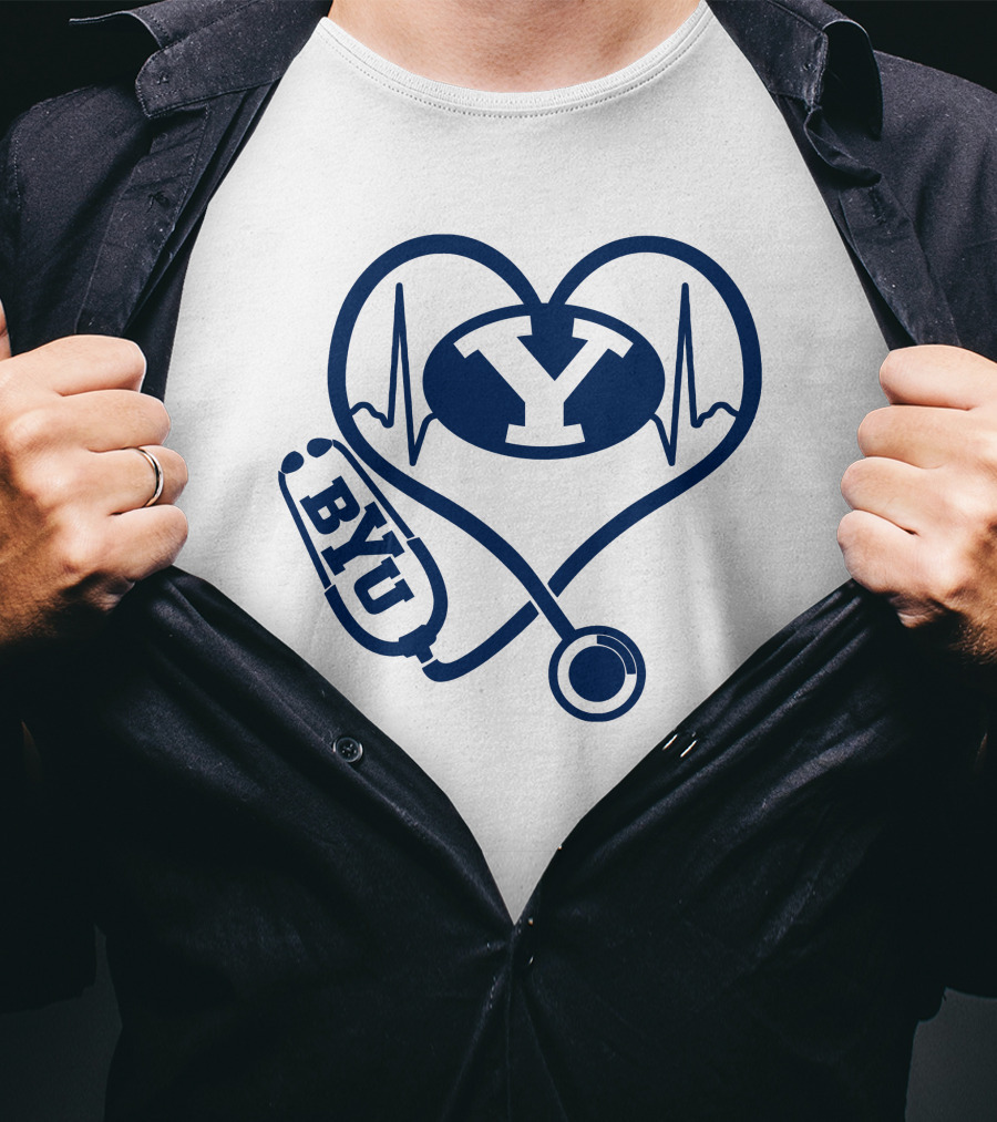 Nurse Love BYU Heartbeat Stethoscope T-Shirt