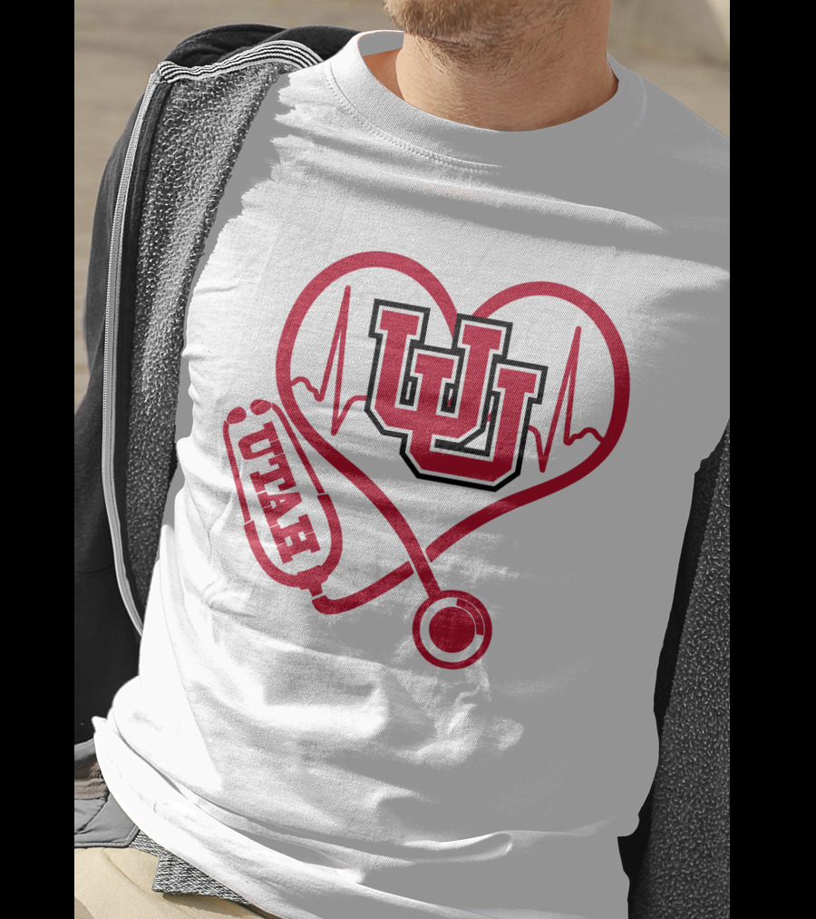 Utah Utes Nurse Heartbeat Stethoscope T-Shirt