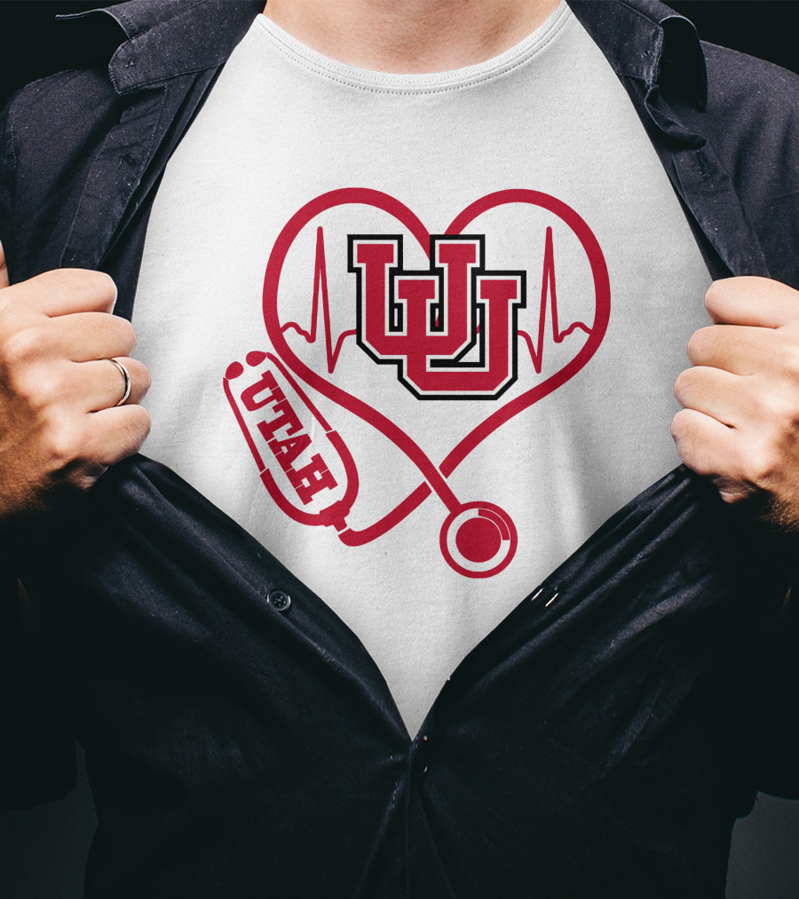 Utah Utes Nurse Heartbeat Stethoscope T-Shirt