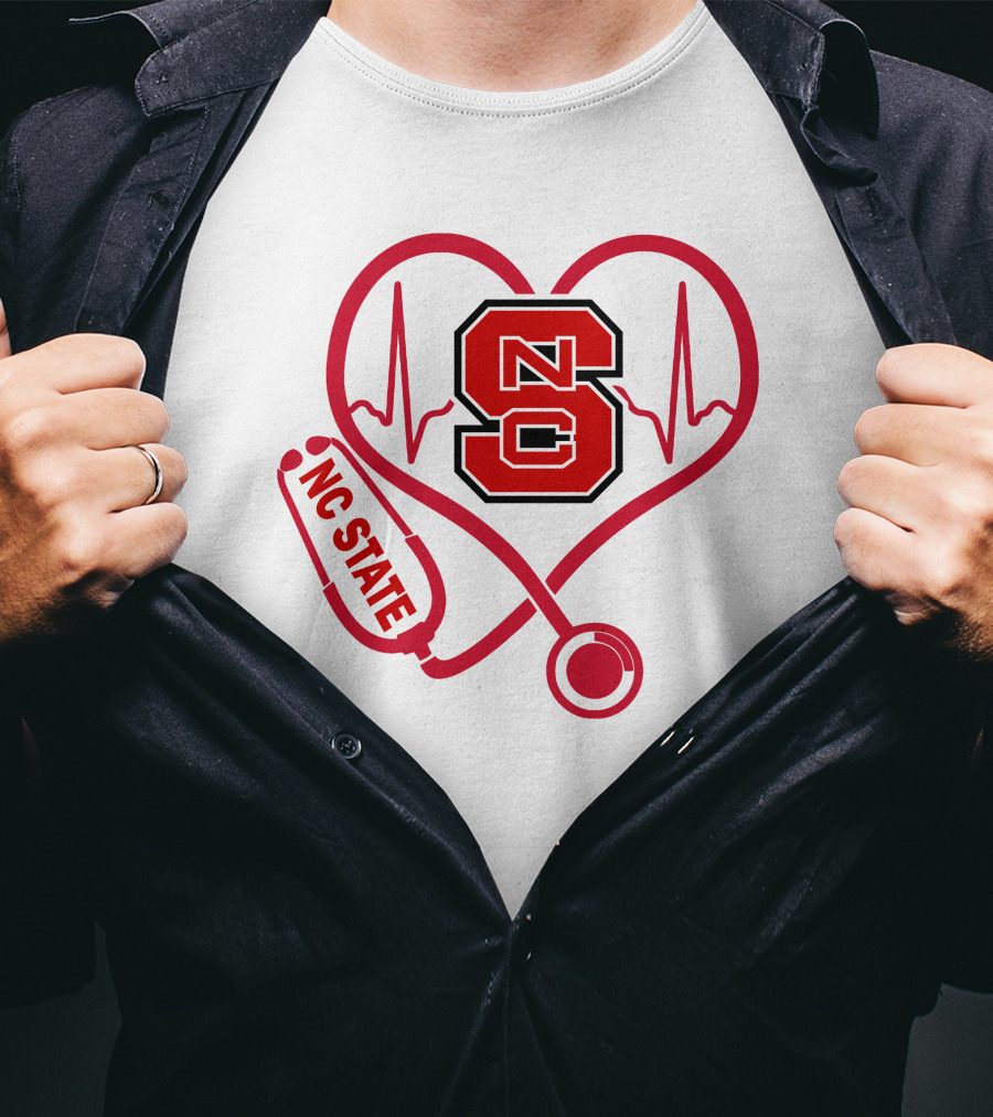 Nc State Wolfpack Heartbeat Nurse Love T-Shirt