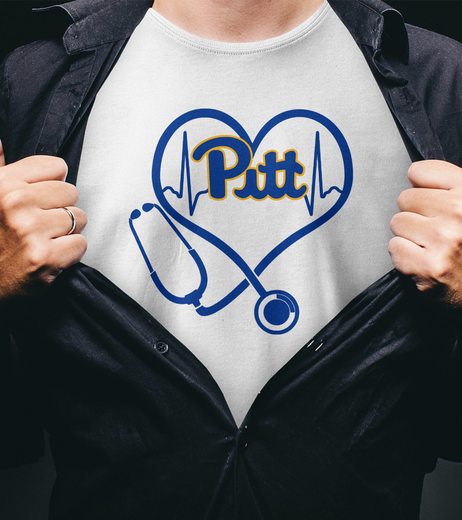 Pittsburgh Panthers Nurse Heartbeat Stethoscope Pitt T-Shirt