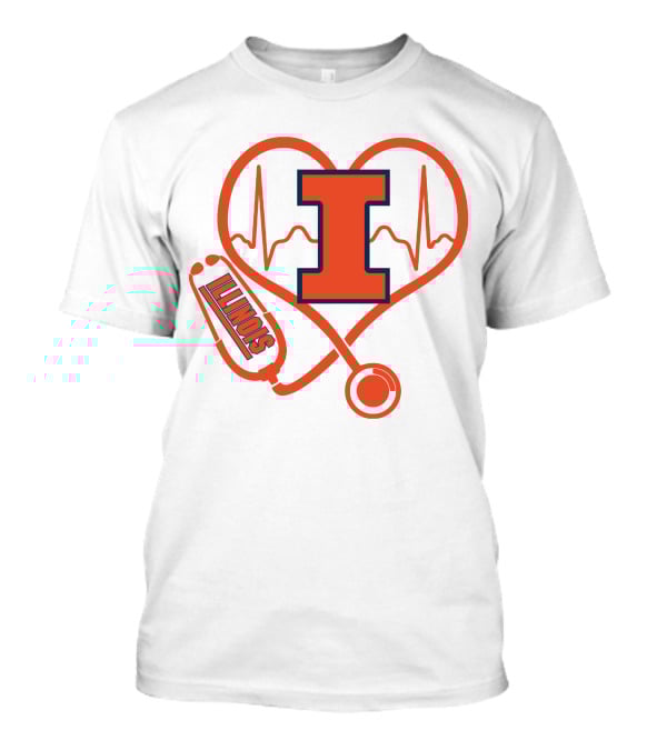 Illinois Fighting Illini Nurse Love Heartbeat Stethoscope T-Shirt