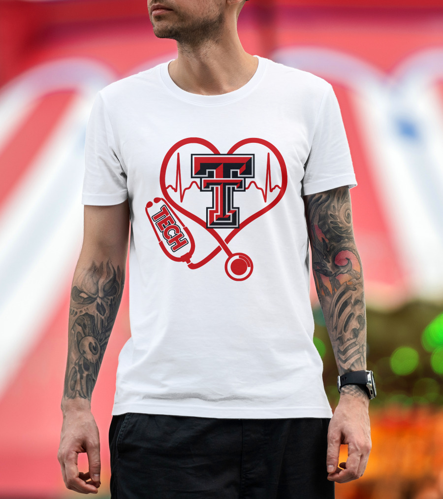 Texas Tech Nurse Heart Stethoscope Love T-Shirt