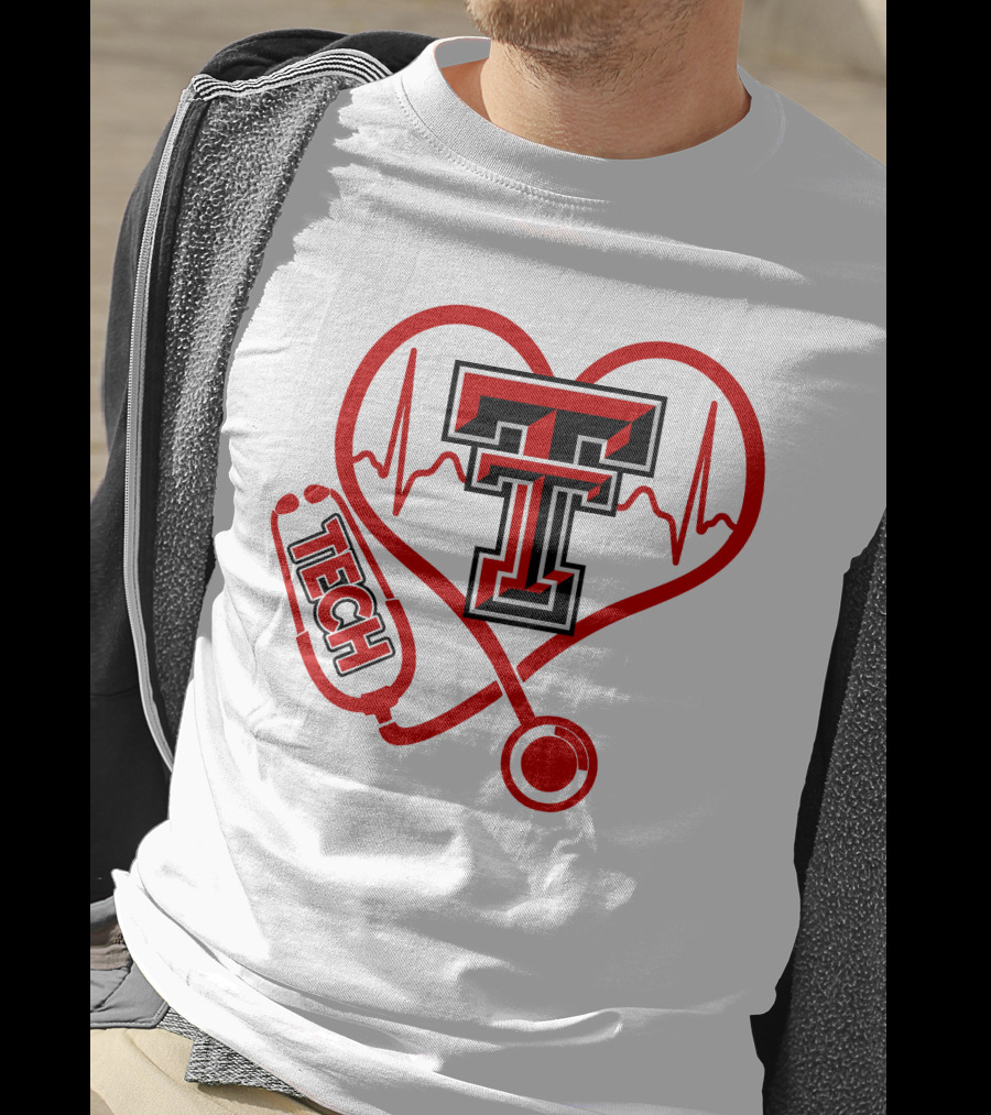 Texas Tech Nurse Heart Stethoscope Love T-Shirt