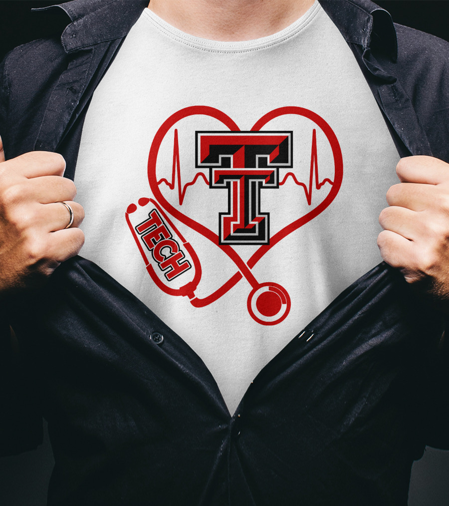 Texas Tech Nurse Heart Stethoscope Love T-Shirt