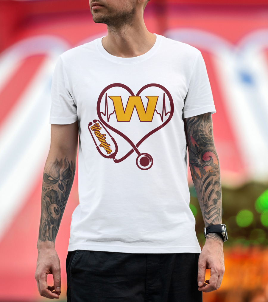 Washington Nurse Love Heartbeat Stethoscope W T-Shirt