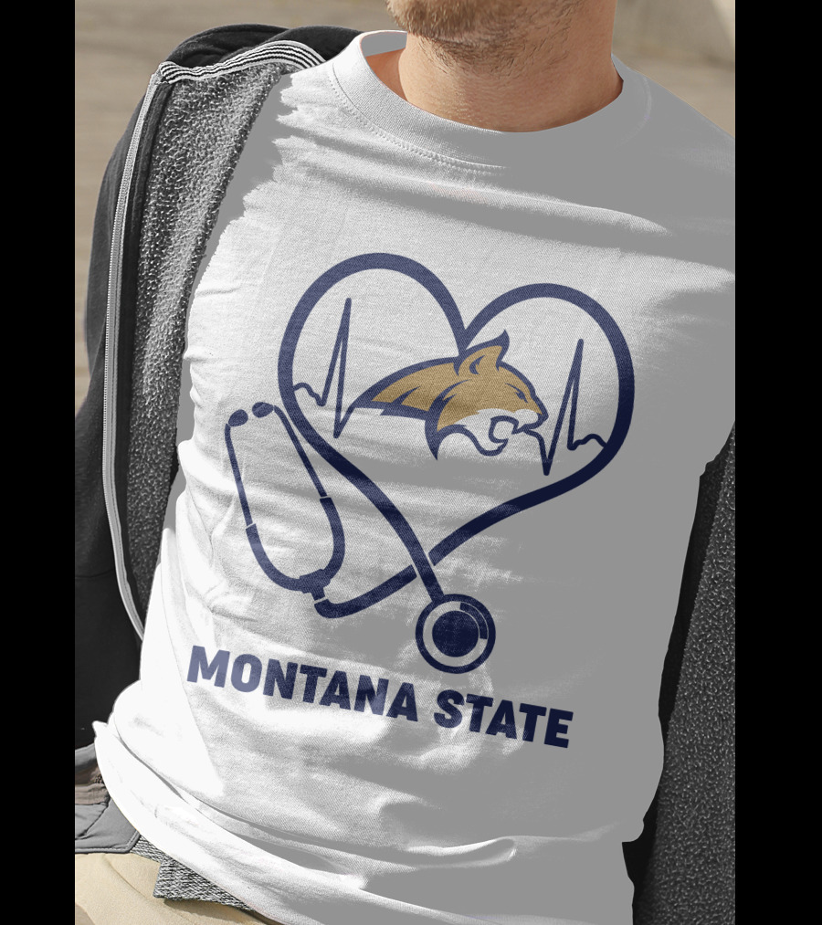 Montana State Bobcats Nurse Heartbeat Stethoscope T-Shirt