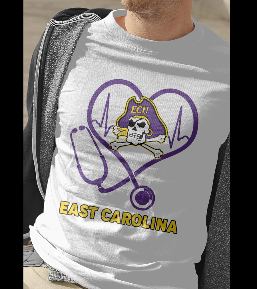 ECU Nurse Heartbeat East Carolina Pirates Stethoscope T-Shirt