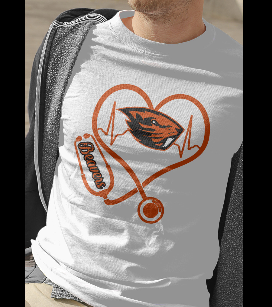 Beavers Nurse Love Oregon State Heartbeat T-Shirt