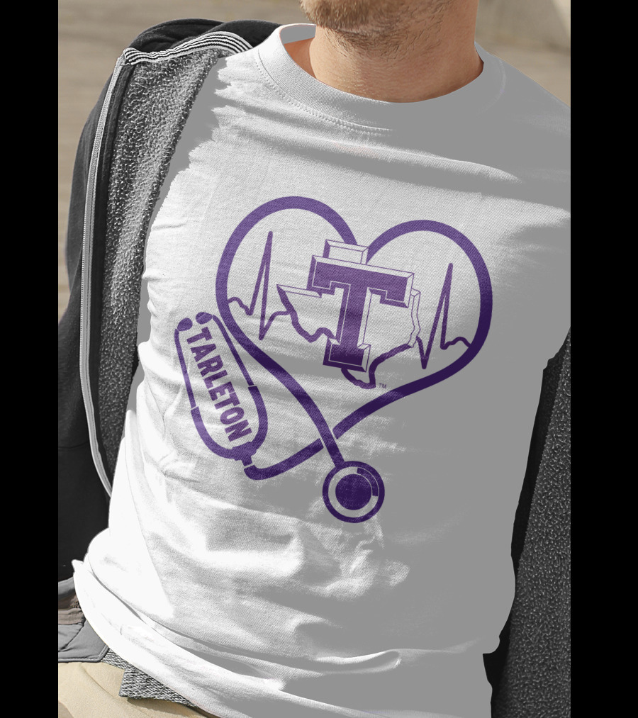 Tarleton State Stethoscope Heartbeat Nurse Love Texas Map T-Shirt