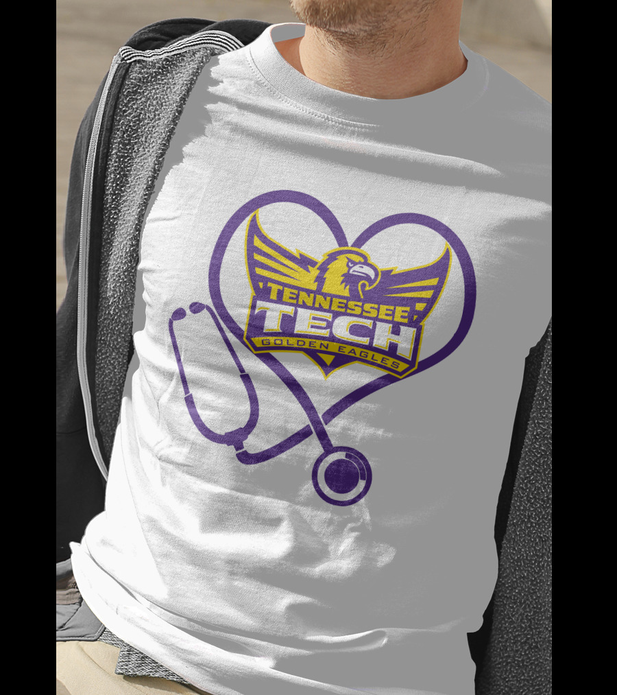 Nurse Love Tennessee Tech Golden Eagles Heart Stethoscope T-Shirt