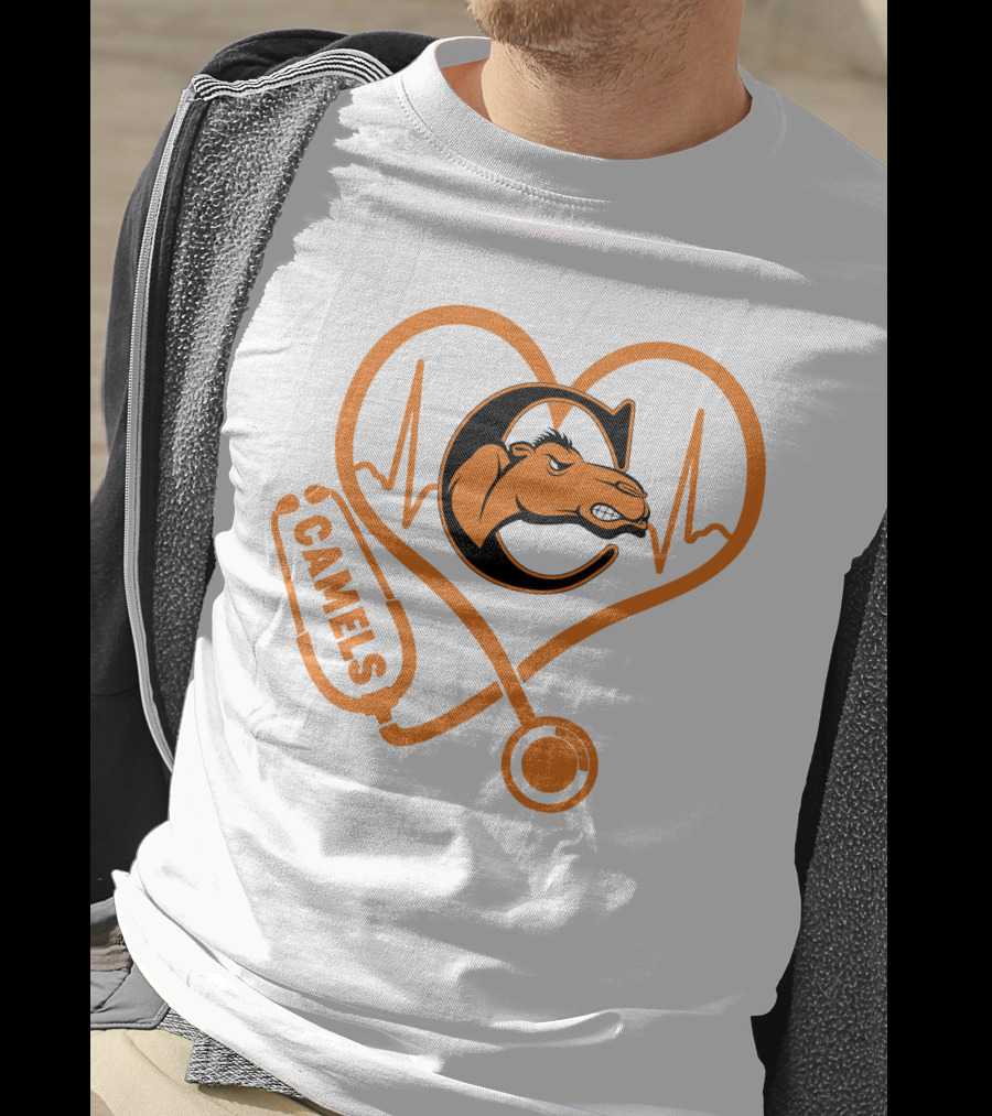 Nurse Love Camels Heartbeat Campbell Fighting Camels T-Shirt