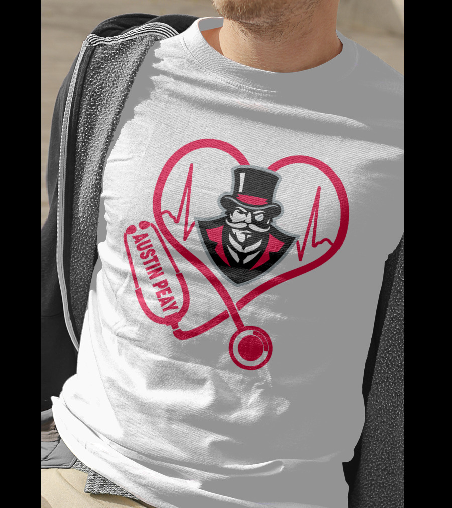 Austin Peay State University Nurse Heartbeat Stethoscope T-Shirt
