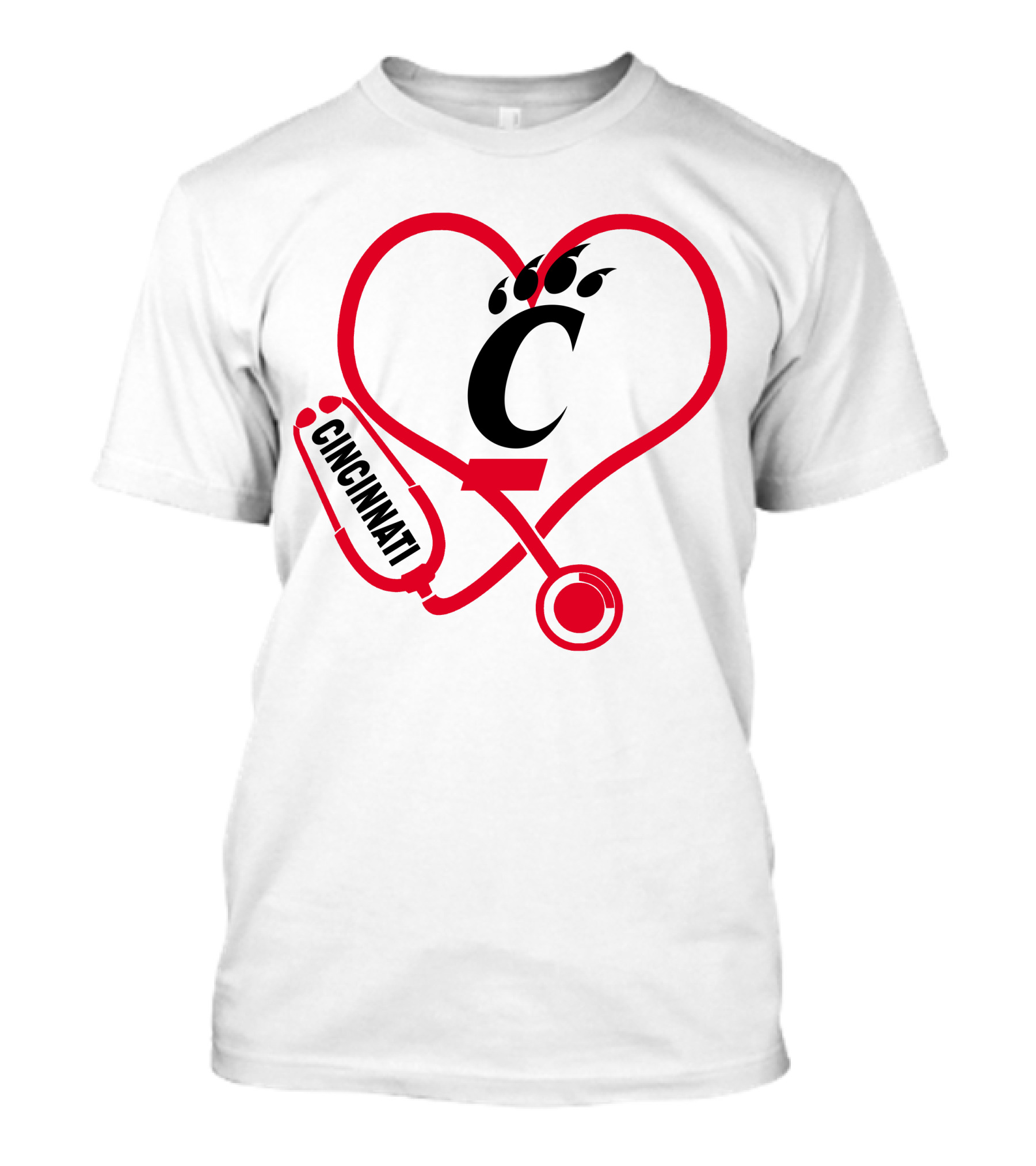 Cincinnati Bearcats Nurse Heart Stethoscope T-Shirt