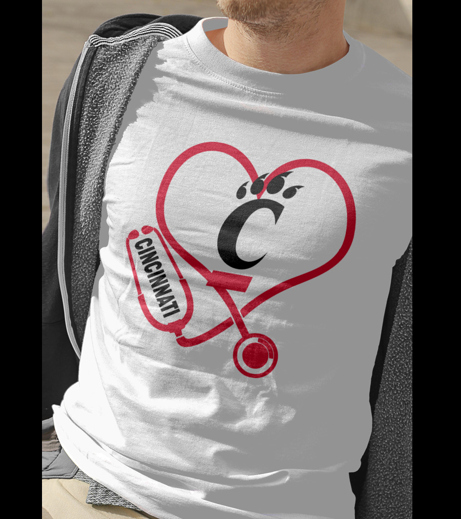 Cincinnati Bearcats Nurse Heart Stethoscope T-Shirt