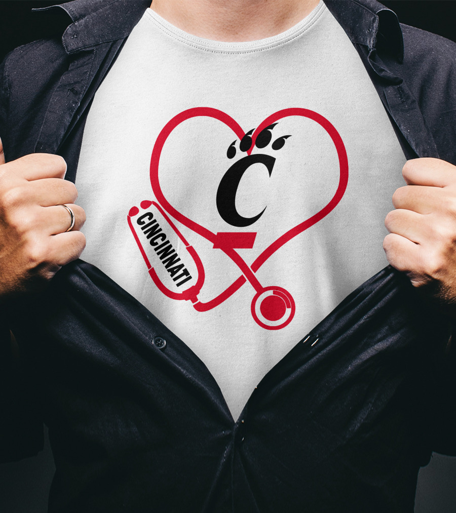 Cincinnati Bearcats Nurse Heart Stethoscope T-Shirt