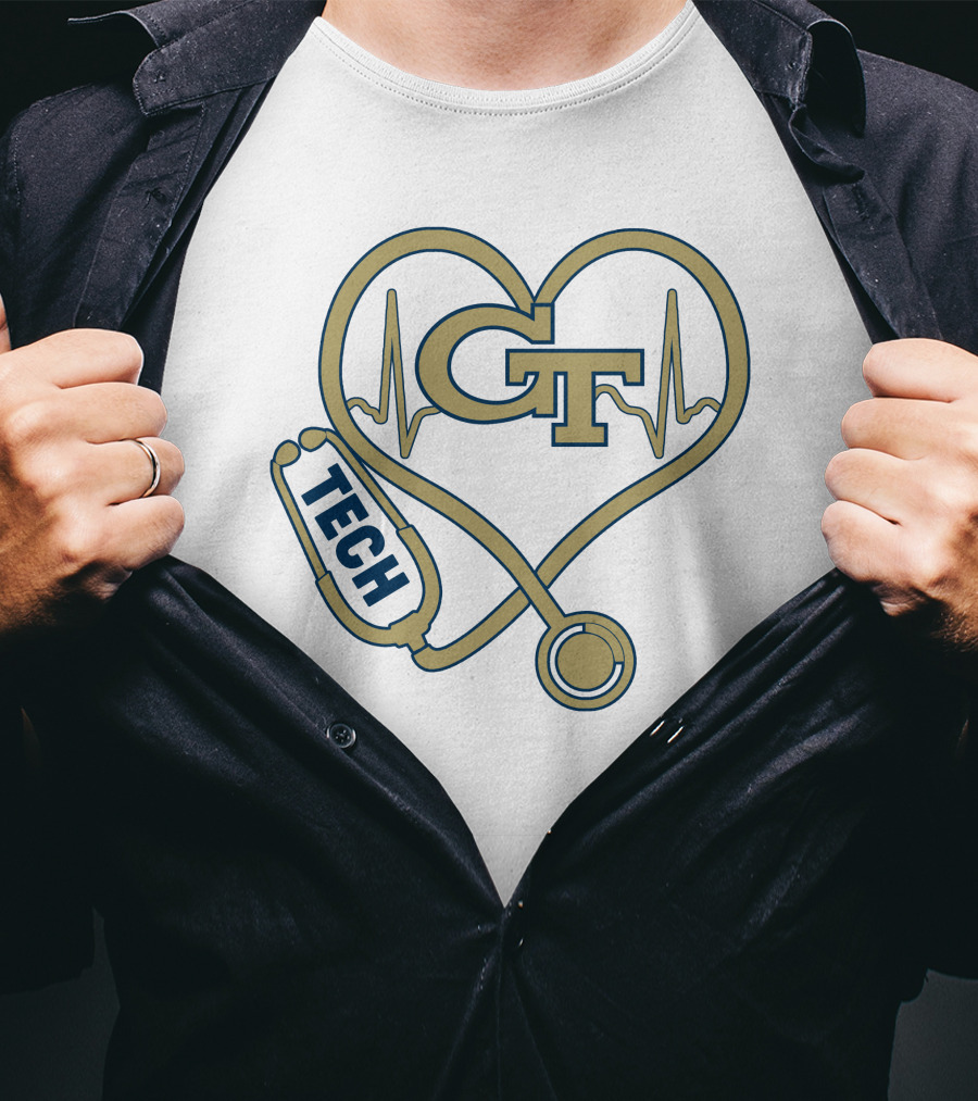 GT Heart Stethoscope Tech Nurse Love Georgia Football T-Shirt