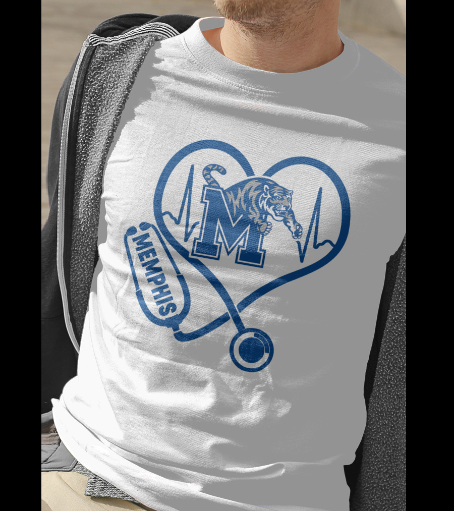 Memphis Tigers Nurse Heartbeat Stethoscope T-Shirt