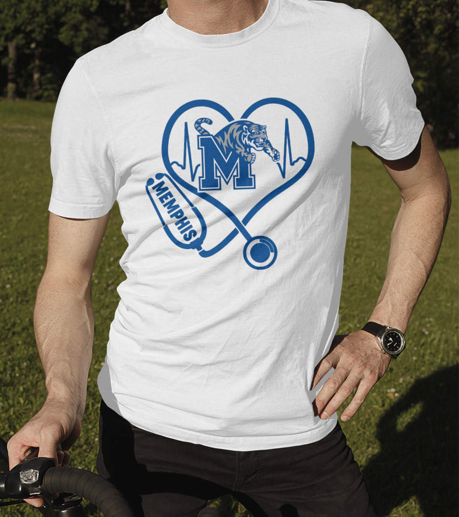 Memphis Tigers Nurse Heartbeat Stethoscope T-Shirt
